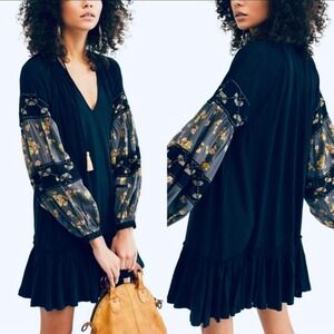 Free People Black Bell Sleeve Dress